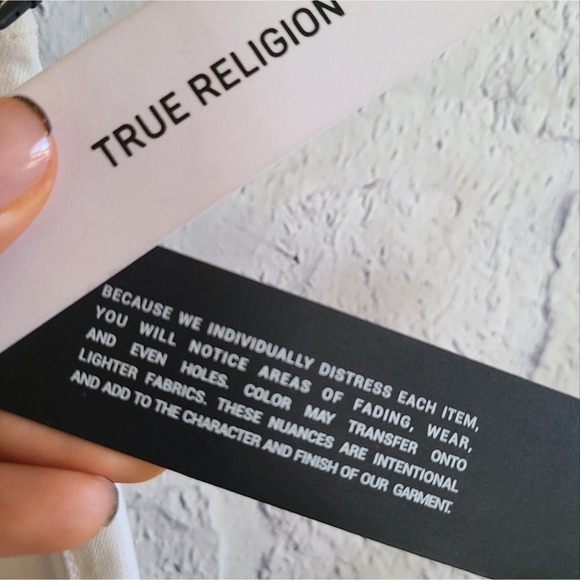 True Religion High Waist Button Fly Starr Optic White Distressed Jeans NWT SZ 25 - Picture 12 of 16